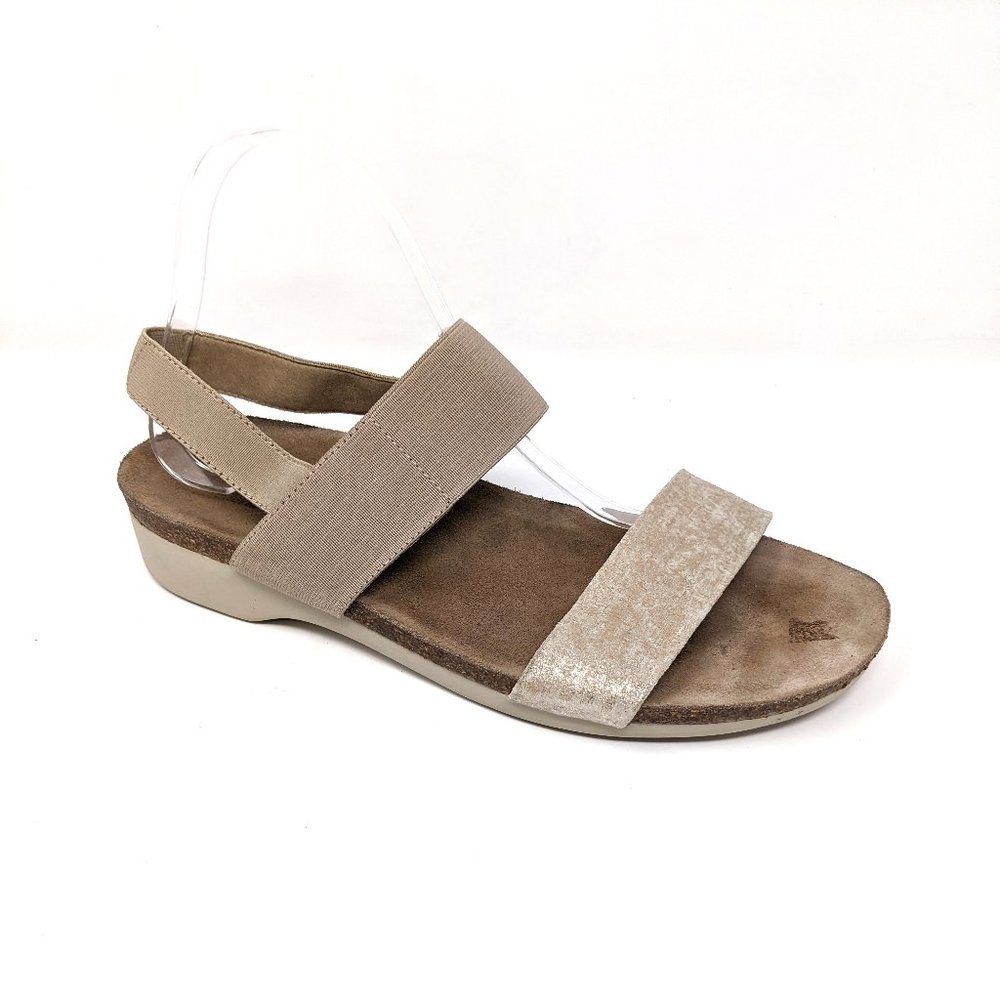 Munro Pisces Stretch Elastic Fabric Open Toe Slingback Wedge Sandals Comfort